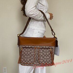 NWT Coach Retail C5434 Andie Shoulder Bag In Signature Textile Jacquard